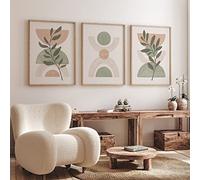 Set of 3 Botanical Gallery Poster Sage Green Blush Pink Geometry Prints Canvas Painting Boho Wall Art Picture Abstract Minimalist Decor-50 * 70cm (Unframed)