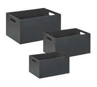 Set of 3 Boxes LARSA Faux Leather Graphite Grey
