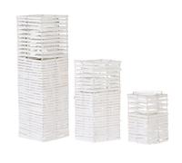Set of 3 Candle Holders MAROLA Poplar Wood 54/34/20 cm White