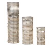 Set of 3 Candle Holders ROVARE Poplar Wood 60/39/25 cm Grey
