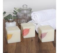 Set Of 3 Candle Large Cube Shaped White Luxury Scented Candles By Laeto Ageless Aromatherapy