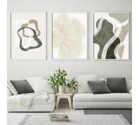 Set Of 3 Canvas Poster Boho Abstract Geometric Shapes Green Beige White Ginkgo Leaf Retro Multicolor Wall Art Prints Gift Bedroom Living Room Dorm Gallery Corridor Decor Picture,50x70 CM (19.7x27.6 In