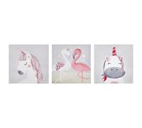 Set of 3 Canvases TIMIA 30 x 30 cm Animal Motif Grey