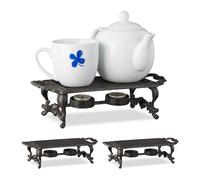 Set of 3 Cast Iron Food Warmers, Soup Warmer, Trivet, Chafing Dish, Warming Tray