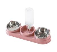 Set of 3 Cat Food Bowls with Automatic Drinking Trough Raised Positioning 15° Tilted Design PP Stainless Steel Material-