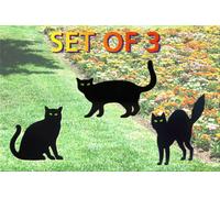 Set Of 3 Cat Silhouette Ornament Garden Figure