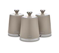 Tower T826131MSH Cavaletto Set of 3 Storage Canisters, Canisters for Tea/Coffee/Sugar, Carbon Steel, Latte