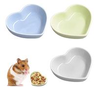 Set of 3 Ceramic Heart-shaped Pet Bowl, Hamster Food Bowls, Hamster Bowl, Ceramic Heart Shape Easy to Clean for Small Pets for Guinea Pig, Gerbil, Hedgehog, Chinchilla, Parrot (3 Color)
