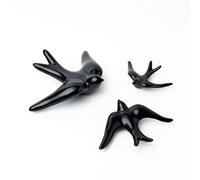 Set of 3 Ceramic Swallows for wall and home decoration. Hanging ornaments handmade with ceramic. Pack of decorative wall swallows in black color