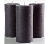 Set of 3 Charcoal Pillar Candles 7,5 x 15 cmBlack Dark Grey Gray Unscented Dripless for Weddings Home Decoration Relaxation Spa Church