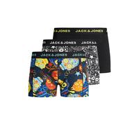 JACK & JONES Boys Jacsugar Skull Trunks 3 Pack. Jr Boxer Shorts, Black/Detail: Black - Blazing Yellow., 140 UK