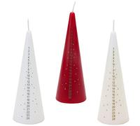 Set of 3 Christmas Advent Candles 15cm - Red, White, Ivory