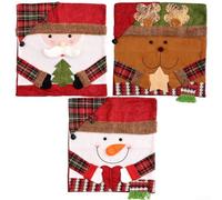 Set of 3 Christmas Chair Covers Featuring Holiday Designs for Dining Room Chairs, Cloth Fabric, and Reusable Seasonal Decoration