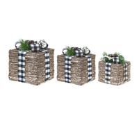 Set of 3 Christmas Decorations LED ARRESKOV Christmas Gifts 20/25/30 cm Brown
