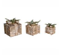 Set of 3 Christmas Decorations LED ROINE 15/20/25 cm Christmas Gifts Brown