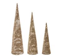 Set of 3 Christmas Decorations LED TUELSO Christmas Tree 60/80/100 cm Gold