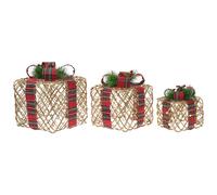 Set of 3 Christmas Decorations LED VANDET 20/25/30 cm Christmas Gifts Brown