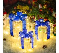 Set of 3 Christmas Lighted Gift Boxes - 65 LED Pre-Lit, Plug-in Light Up Presents Box - Decor for Christma Tree, Indoor Outdoor Home,Yard, Lawn - Ideal for Christmas, Holiday, Party, Anniversary