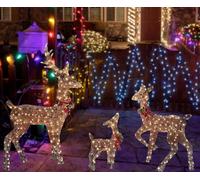 Set of 3 Christmas Shining Deer,Christmas Light up Reindeer,Increase Holiday Atmosphere,with Led Lights,for Indoor Outdoor Front Yard Porch,Family Outdoor Decoration, LJJY-KK