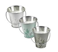 Set of 3 Citronella Candle Citrus Scented Candle Buckets Table Top Garden Outdoor (Green Grey White)