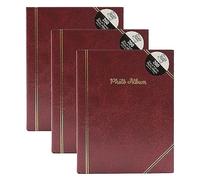 Set of 3 Classic 6 x4” Inch Photo Album - Slip in Method Picture Album Holds 200 Photos in a Traditional Design Photograph Album/Perfect Memory Book for Family, Wedding, Baby, Travel (Red)