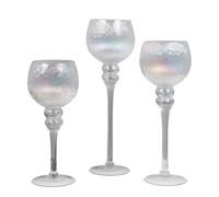 Set of 3 Clear Glass Goblet Style Candle Holders