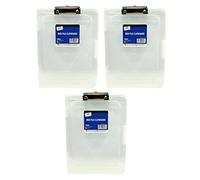 Set of 3 - Clear Plastic Clipboard Storage Box A4 Transparent Plastic Paper Holder Storage Clip Board Storage Case Ideal for Office, School, Home and Hospitals