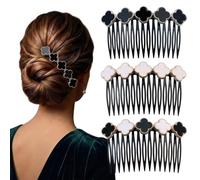 Set of 3 Clover Leaf Hair Comb Set Acrylic Vintage Side Comb Set for Perfect Hold Small Comb for Women Hair Accessories for Everyday and Parties