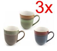 Set of 3 Coffee Tea Glaze Mug - Kitchen Fine China | Home Office Cup, Gift Mugs | Hot Drink | Boxed | Microwave & Dishwasher Safe, Compact & Durable