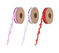 Set of 3 Colorful Silk Ribbons for Gift Wrapping Love Heart Embossing Polyester Ribbon Wedding Party Decoration Party Accessories