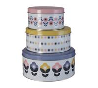 Set of 3 Colourful Storage Tins With Lids, Tin Can Storage For Kitchen or Pantry, Stylish Food Storage Tins Premier Housewares Multi One Size