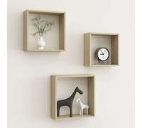 vidaXL 3x Wall Cube Shelves Sonoma Oak Bookcase Storage Hanging Furniture