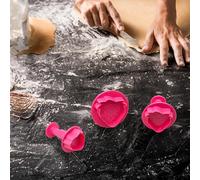 Set of 3 Cookie Cutters for Fruits, Cherries, Pineapple, Strawberry, Grape Moulds 3D Plastic Moulds for Sweets, Sugarcraft Paste, Cake Decorations, Ideal for Children and Parties, 3 Sizes (Strawberry)