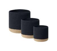 Beliani Set Of 3 Baskets Basima Cotton Black