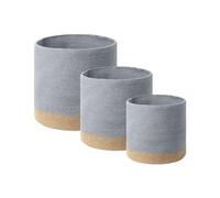 Set of 3 Cotton Baskets Grey and Beige BASIMA