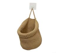 Set of 3 Cotton Wall Hanging Baskets, Boho Storage Baskets for Kitchen, Hand-Woven Fruit Bowls in S/M/L, Decorative Hanging Shelf for Vegetables and Kitchen Accessories (Large)