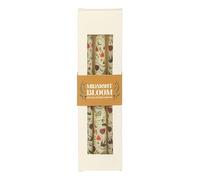 Set of 3 Cream Midnight Bloom Print Taper Candles | Unscented Decorative Candles with Folk Floral Design | Paraffin Wax | 5-Hour Burn | Gift-Boxed Dinner Candle Set