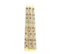 Set of 3 Cream Midnight Bloom Print Taper Candles | Unscented Decorative Candles with Folk Floral Design | Paraffin Wax | 5-Hour Burn | Gift-Boxed Dinner Candle Set