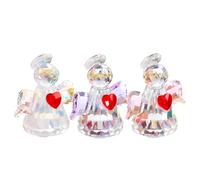 Set of 3 Crystal Clear Guardian Angel Figurines - Glass Angel Statues Art Collectible Memorial Gifts for Women Mum Home Table Decor Ornaments