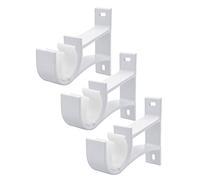 Set of 3 Curtain Pole Brackets, Heavy Duty Curtain Pole Holder Rail Brackets 25-28mm Curtain Rod Bracket, White