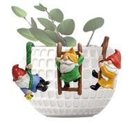 Set Of 3 Cute Climbing Gnome Figurines Flower Pot Hugger, Climbing Gnomes For Plant Pot Decor, Resin Dwarf Little Resin Hanging Gnomes Statue Outdoor Decor Fence Ornaments For Patio Lawn Garden Yard