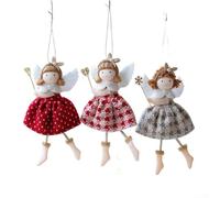 Set of 3 Decorative Christmas Angel Ornaments Made from Fabric for Holiday Seasonal Use
