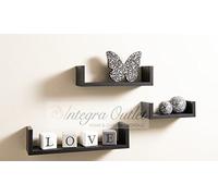 Set Of 3 Different Sizes U Shaped Wooden Floating Shelf Available in black,White (Black) by dy&dx