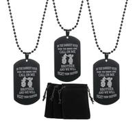 Set of 3 Dog Tags Military to My Brother Gifts High Polishing Blcak Silver Stainless Steel Dog Tags Pendant for Men with Inspirational Words We Will Fight Them Together Dog Tag Necklace Matching