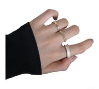 Set of 3, drip oil design, geometric pattern, lightweight alloy, trendy fashion accessory(A)