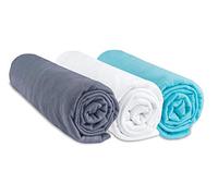Set of 3 Easy Dort Cotton Fitted Sheets 70 x 140 cm - Grey, White and Turquoise