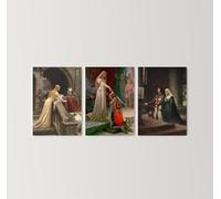 Set of 3 Edmund Blair Leighton Prints, Three Pre-Raphaelite Posters, Medieval Wall Art Artwork Antique Picture, Victorian History Home Decor