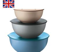 Set of 3 Elegant Airtight Kitchen Bowls with Lids - Versatile & Shatterproof