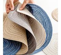 Set of 3 Elegant Anti Scalding Pad Cotton Round Placemats and Coasters Enhance Your Dining Space (Green)