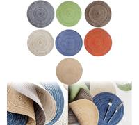 Set of 3 Elegant Anti Scalding Pad Cotton Round Placemats and Coasters Enhance Your Dining Space (Orange)